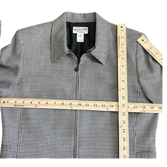 Pendleton Vintage Houndstooth Wool Zip-Up Jacket - Size Women’s 10 Black/White - Picture 7 of 16